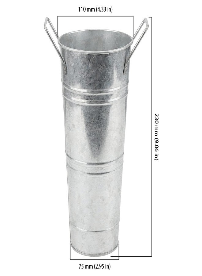 HOIGON Set of 8 Galvanized Metal Flower Vases, 9 Inch Rustic Farmhouse French Bucket with Handles,Metal Flower Holder for Weeding, Table, Home Decoration - Image 2